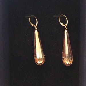 Swarovski topaz-colored faceted crystal earrings